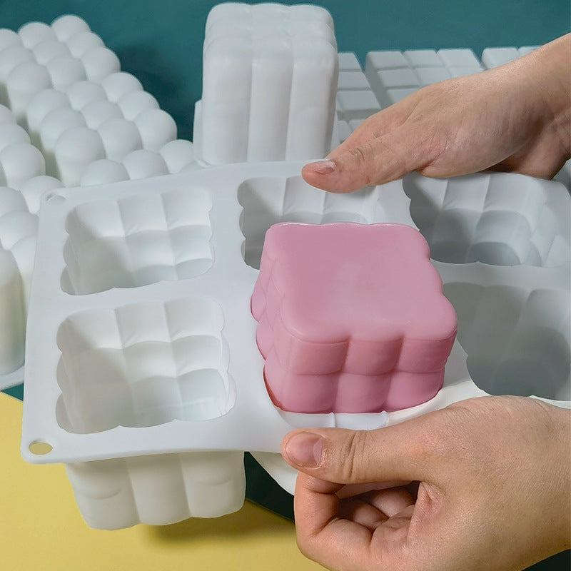 3D Magic Cube / Sofa Shape 6-grid Silicone Mold Mousse Cake Baking Mold (BPA Free, No FDA Certificate)