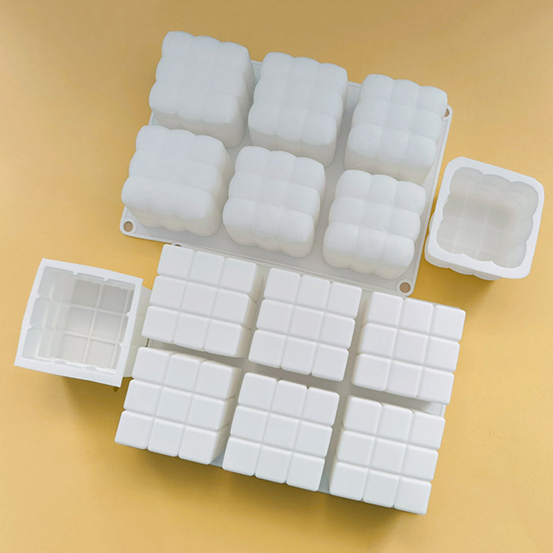 3D Magic Cube / Sofa Shape 6-grid Silicone Mold Mousse Cake Baking Mold (BPA Free, No FDA Certificate)