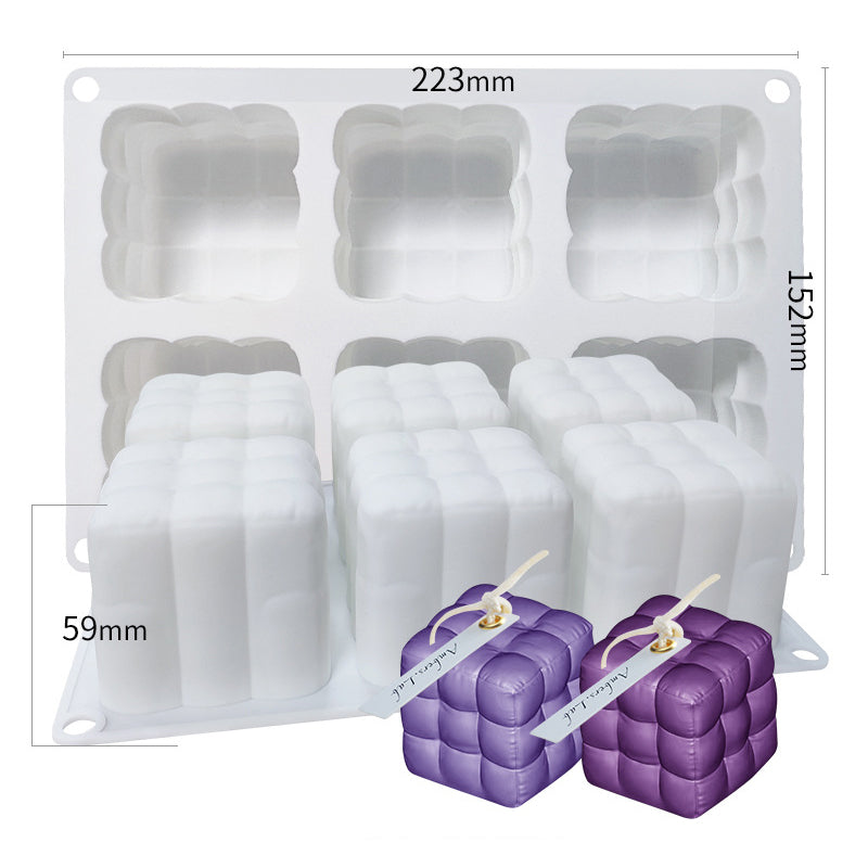 3D Magic Cube / Sofa Shape 6-grid Silicone Mold Mousse Cake Baking Mold (BPA Free, No FDA Certificate)