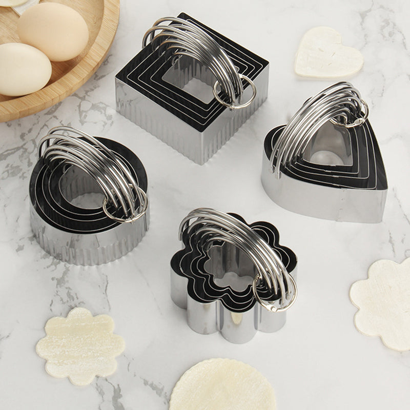 5Pcs / Set Stainless Steel Cookie Cutters with Handle Mousse Cake Baking Mold (BPA Free, No FDA)