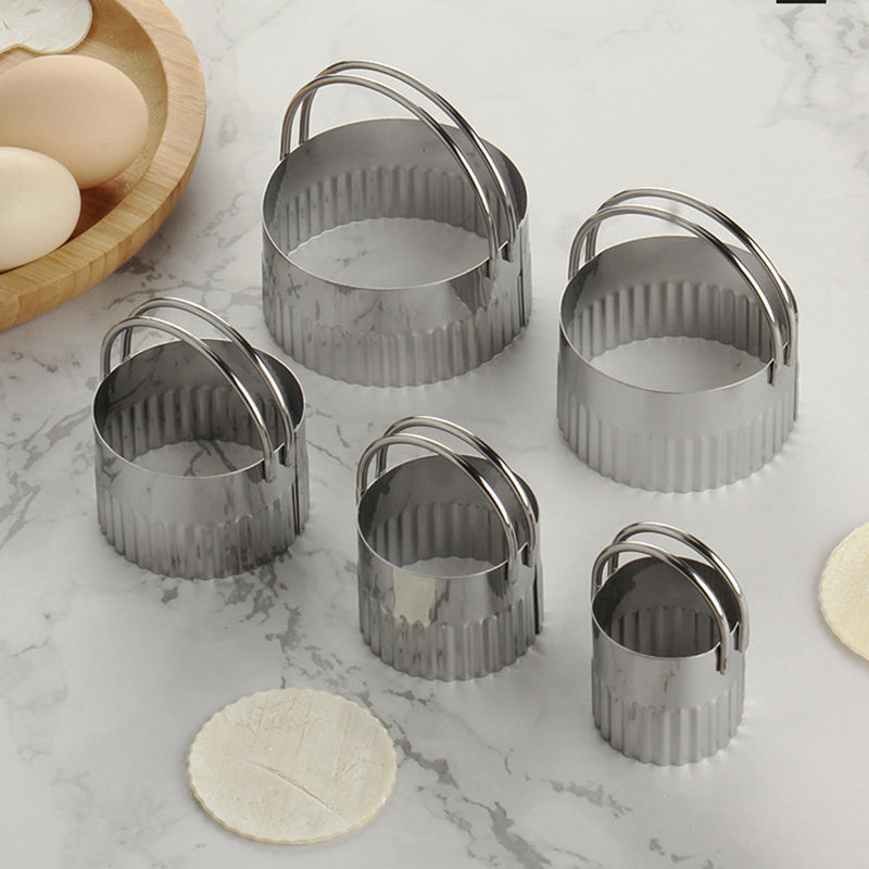 5Pcs / Set Stainless Steel Cookie Cutters with Handle Mousse Cake Baking Mold (BPA Free, No FDA)