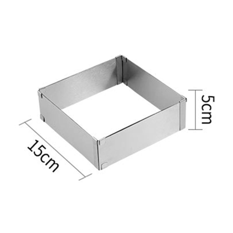 Stainless Steel Mousse Cake Cutter Adjustable Square Cake Ring Baking Mold, Size M (BPA Free, No FDA)