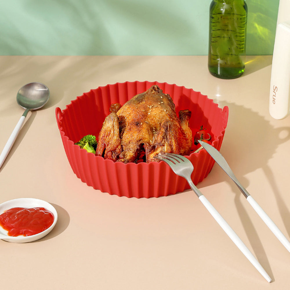 8.5-inch Air Fryer Silicone Liner Baking Tray Reusable Silicone Pot (BPA-free, No FDA Certificate)
