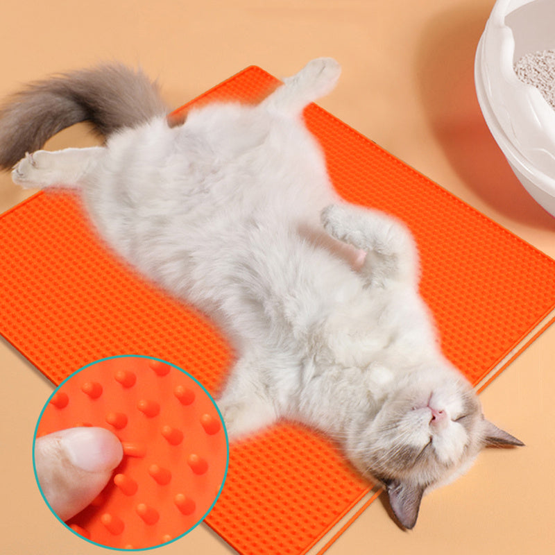 Silicone Pet Cat Litter Mat Anti-slip Kitty Paws Scratch Pad Easy to Clean - Purple