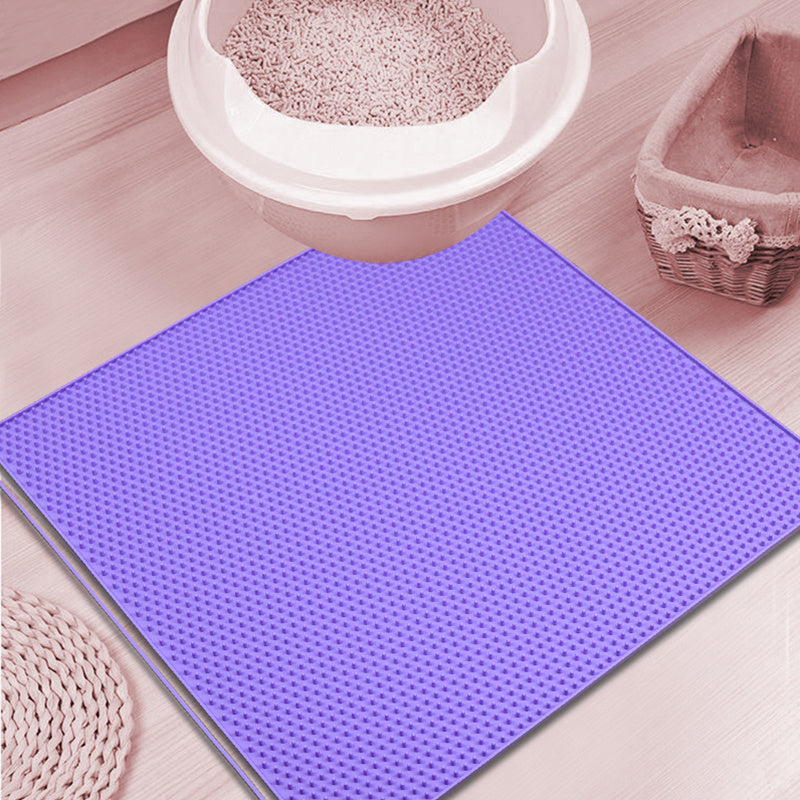 Silicone Pet Cat Litter Mat Anti-slip Kitty Paws Scratch Pad Easy to Clean - Purple