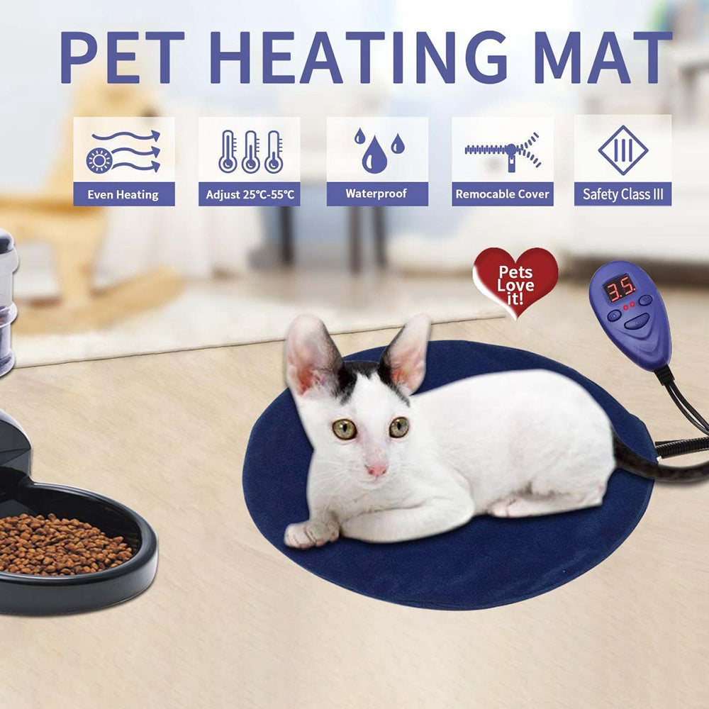 30x30cm Electric Heating Pet Pad Cushion Constant Temperature Cat Dog Winter Warmer Anti-scratch Pet Mat - Blue / UK Plug BS 240V