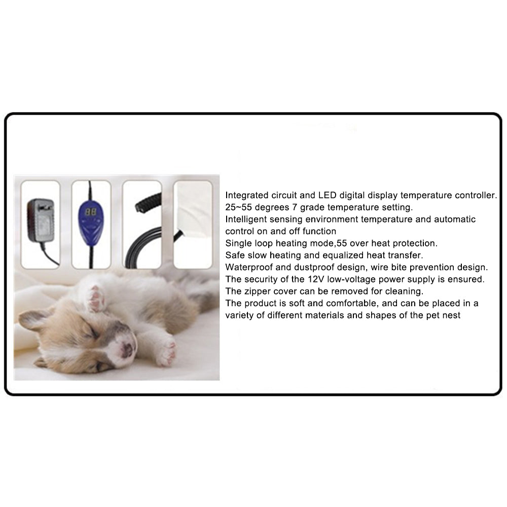 30x30cm Electric Heating Pet Pad Cushion Constant Temperature Cat Dog Winter Warmer Anti-scratch Pet Mat - Blue / UK Plug BS 240V
