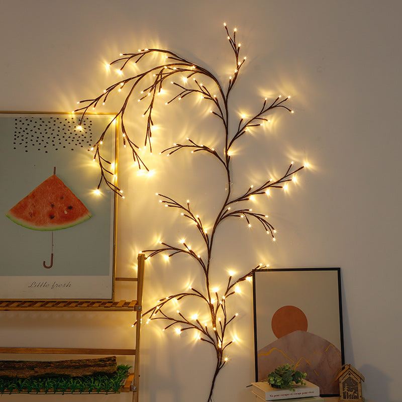 USB Powered Willow Vine LED Light DIY Room Decor Artificial Plants Tree Branches Lamp