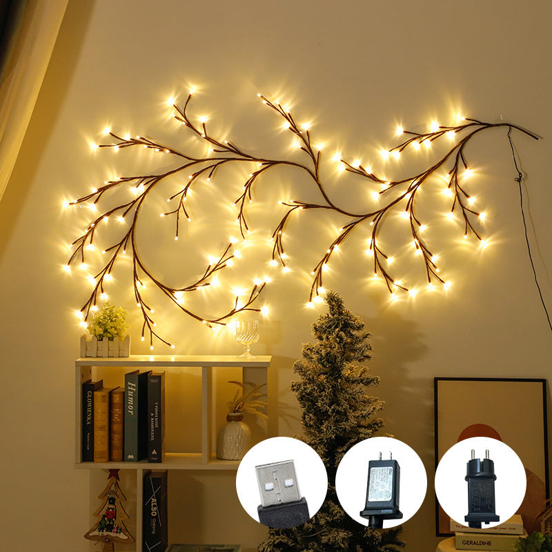 USB Powered Willow Vine LED Light DIY Room Decor Artificial Plants Tree Branches Lamp