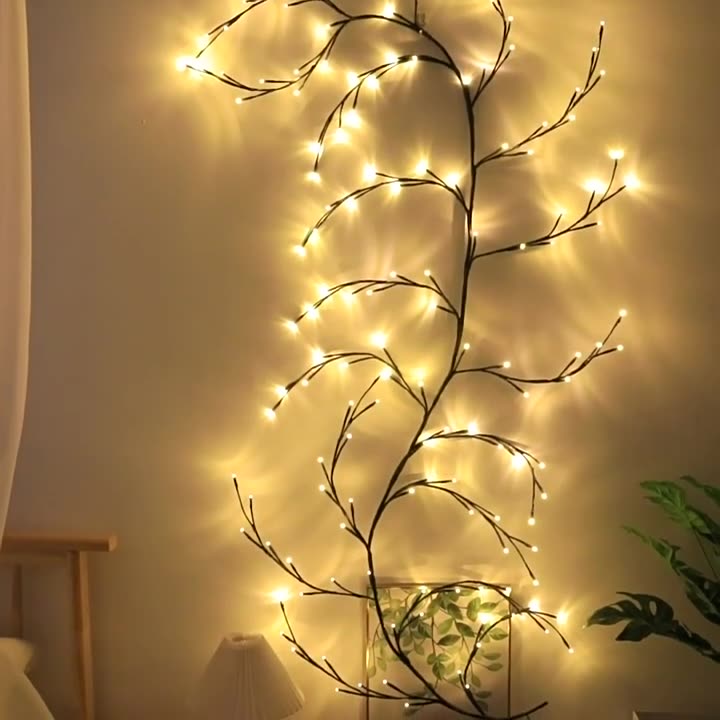 USB Powered Willow Vine LED Light DIY Room Decor Artificial Plants Tree Branches Lamp
