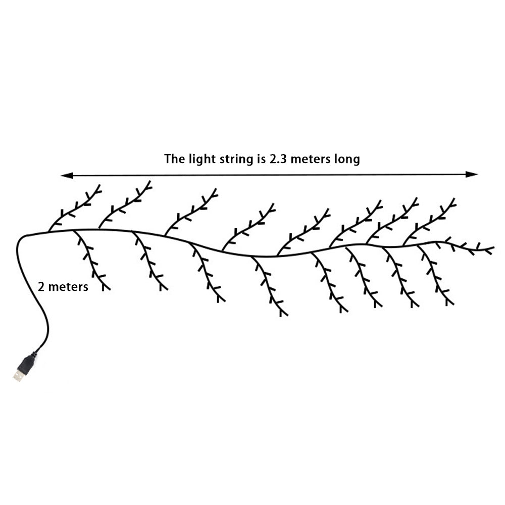USB Powered Willow Vine LED Light DIY Room Decor Artificial Plants Tree Branches Lamp