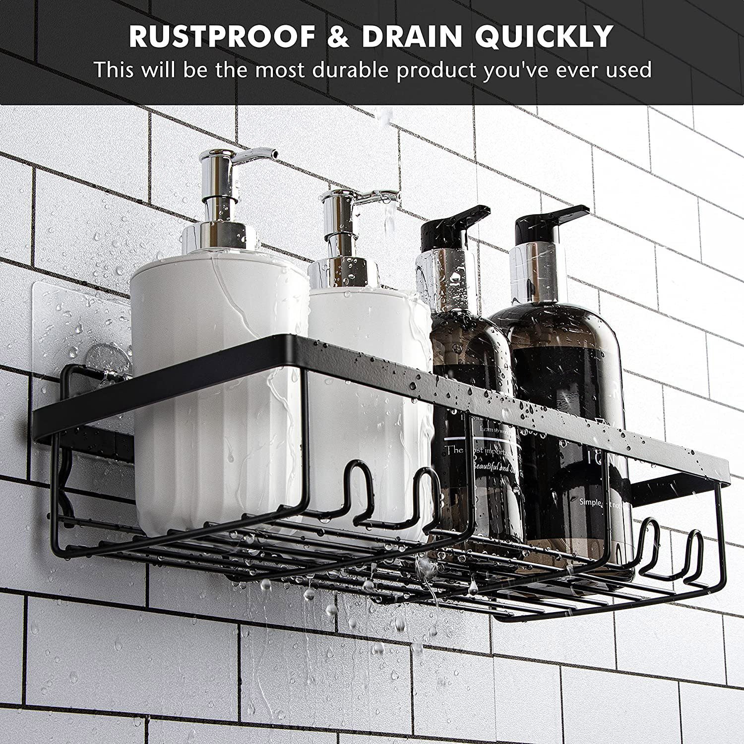001- L02 3Pcs Shower Caddy Bathroom Shelf Organiser No Drilling Adhesive Storage Rack