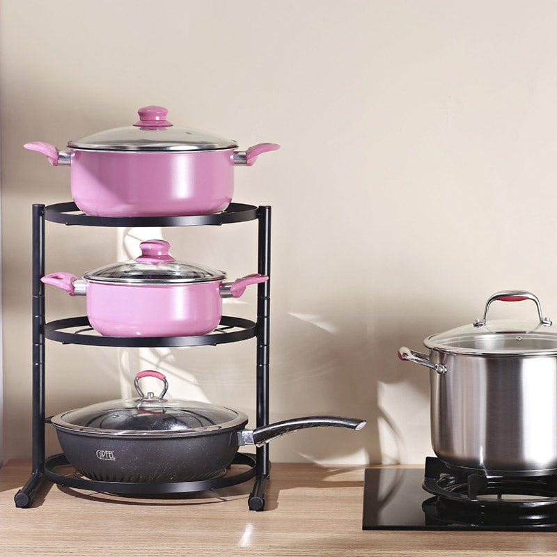 001-ZJ-GJ002 Kitchen Utensils Storage Rack 3-Tier Pot and Pans Shelf Stand