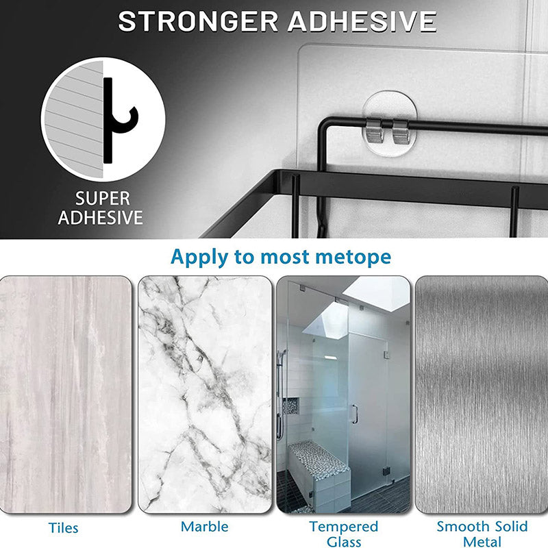 001- L02 4Pcs Shower Shelf Rack Set No Drilling Adhesive Bathroom Organiser with Soap Holder