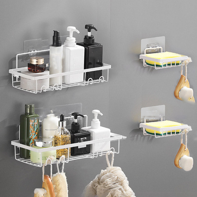 001- L02 4Pcs Shower Shelf Rack Set No Drilling Adhesive Bathroom Organiser with Soap Holder