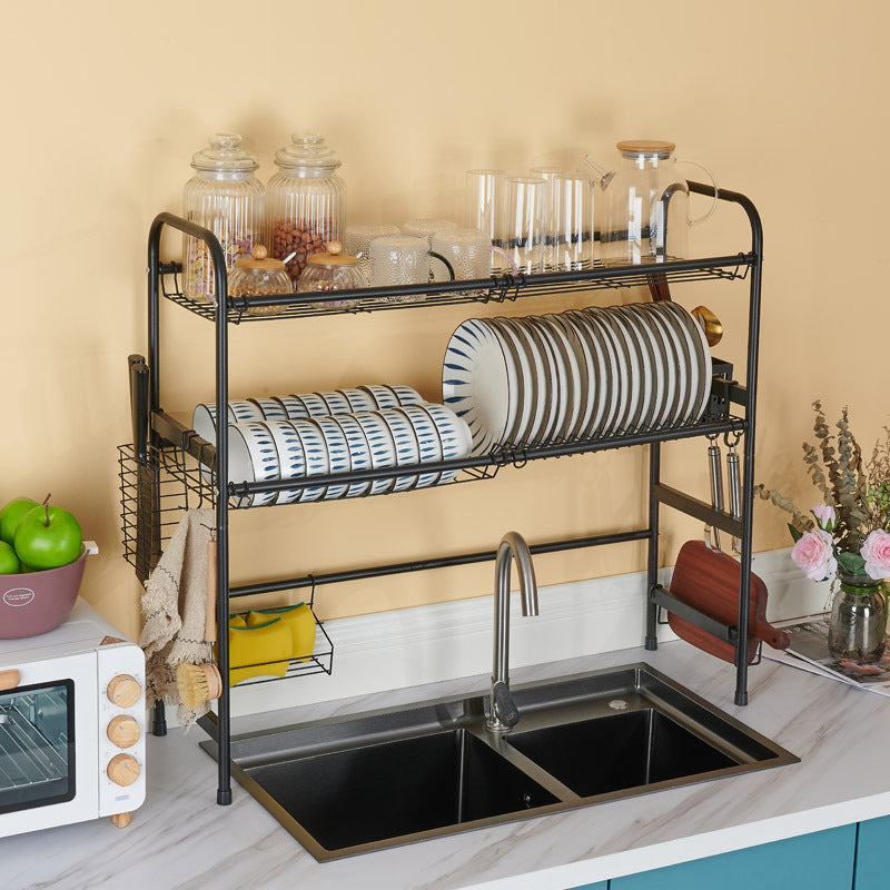 001- ZJ-LSJ1 75cm 2 Tiers Stainless Steel Dish Drying Rack Kitchen Cutlery Plate Organizer Sink Rack