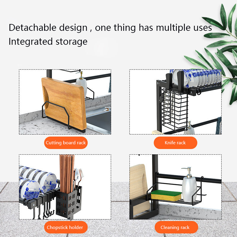 001- ZJ-LSJ1 75cm Dish Drainer Rack Single Layer Cutlery Dish Drying Rack for Kitchen Counter