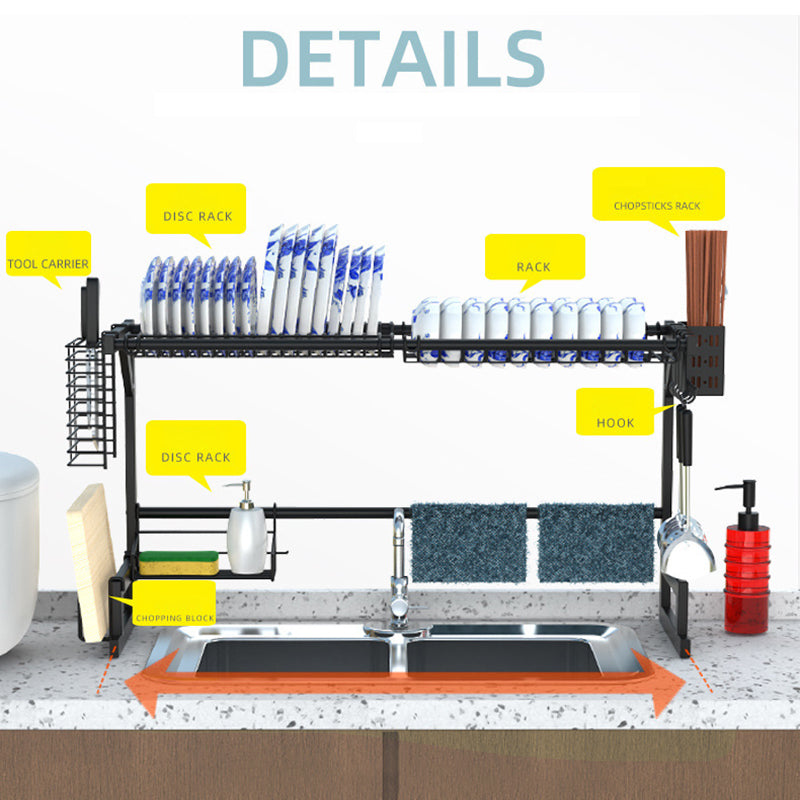 001- ZJ-LSJ1 75cm Dish Drainer Rack Single Layer Cutlery Dish Drying Rack for Kitchen Counter
