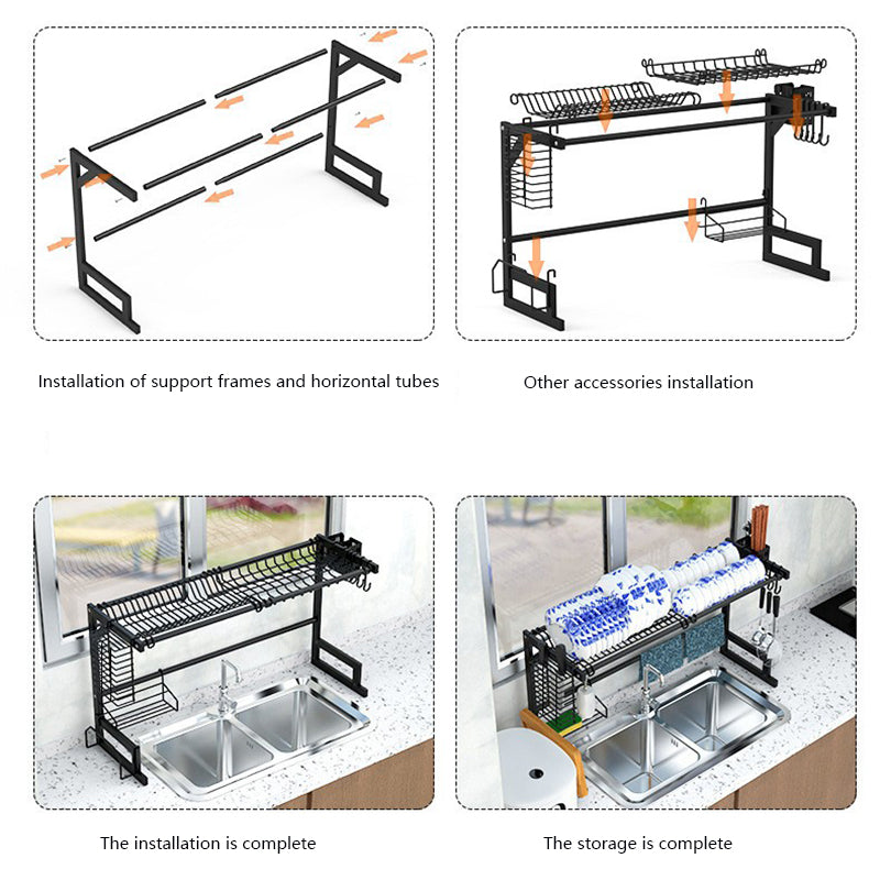 001- ZJ-LSJ1 75cm Dish Drainer Rack Single Layer Cutlery Dish Drying Rack for Kitchen Counter