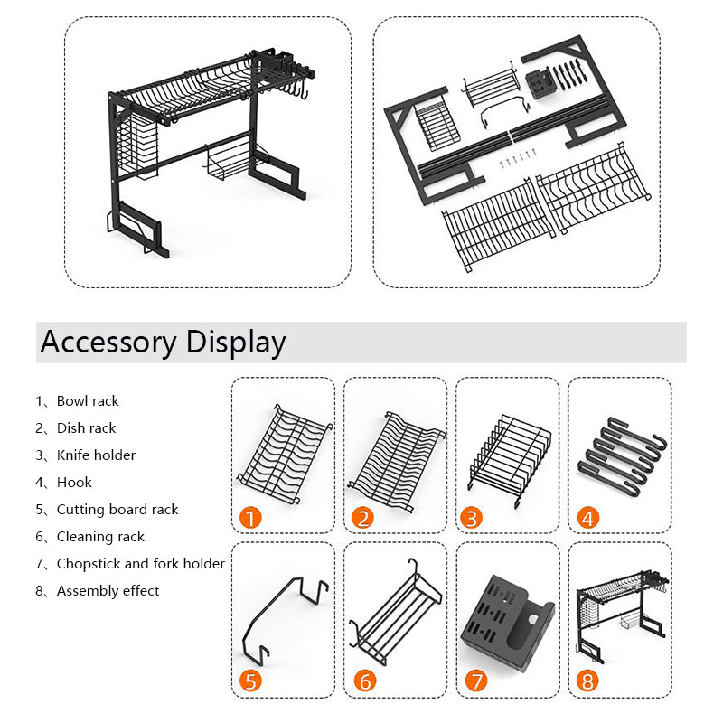 001- ZJ-LSJ1 75cm Dish Drainer Rack Single Layer Cutlery Dish Drying Rack for Kitchen Counter
