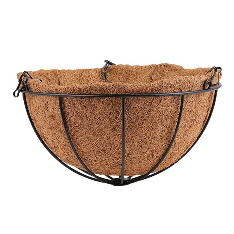 001-YZ01 12-inch Metal Hanging Planter Basket with Coir Liner (Semi-circular Umbrella Shape)