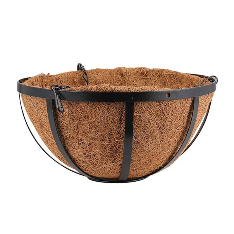 001-YZ01 14-inch Metal Chain Hanging Planter Basket Coir Liner Flower Pot (Round Shape)