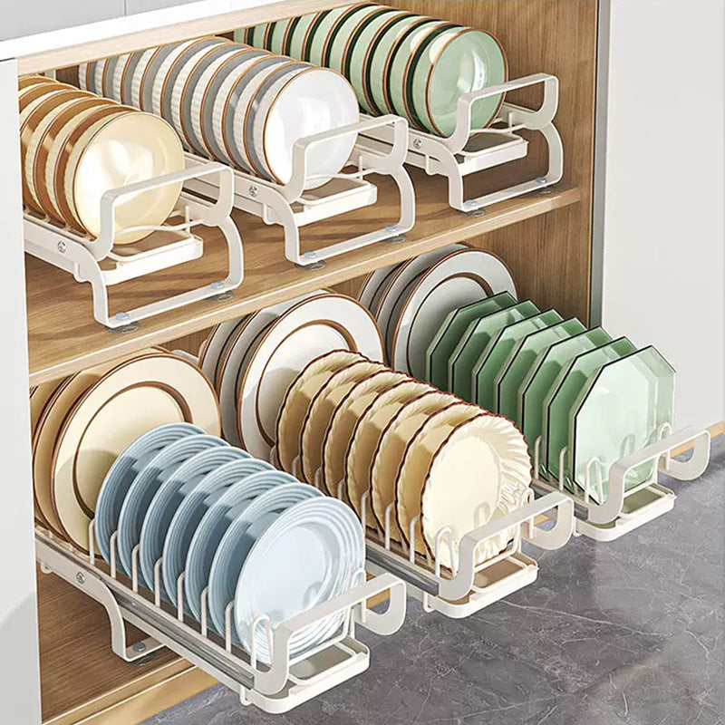 003XH-0026-1 Drawer Dish Rack Cabinet Organizer with Tray Kitchen Storage Shelf for Bowls, Plates