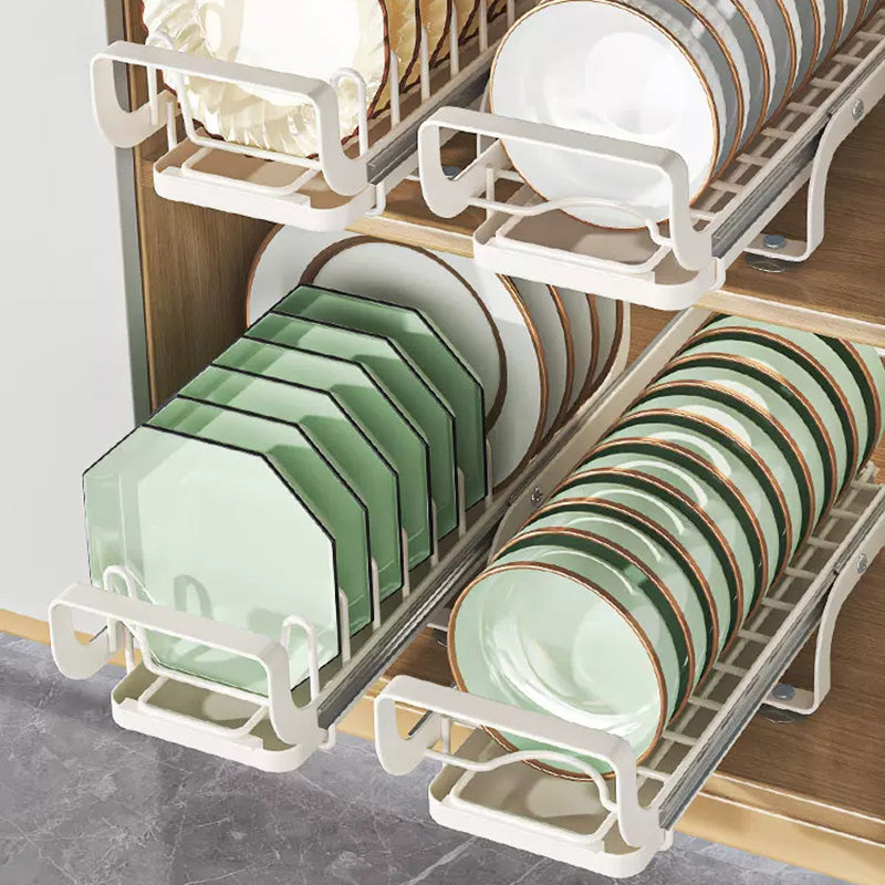 003XH-0026-1 Drawer Dish Rack Cabinet Organizer with Tray Kitchen Storage Shelf for Bowls, Plates