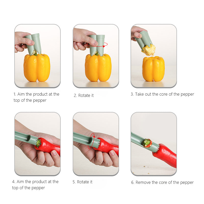 Jalapeno Pepper Core Remover ABS Bell Pepper Corer Seed Removal Tool (No FDA, BPA Free)