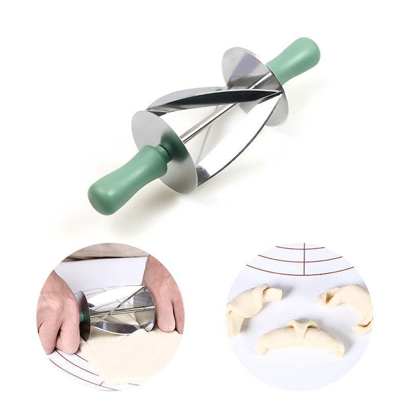PP+Stainless Steel Croissant Dough Rolling Cutter Bread Making Kitchen Tool (No FDA, BPA Free)
