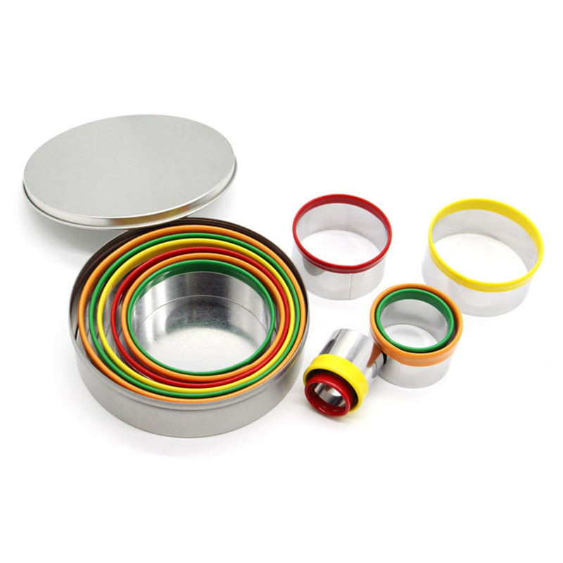 12Pcs Cake Ring Colorful Circle Cookie Cutter Stainless Steel Biscuit Mold (BPA Free, No FDA)