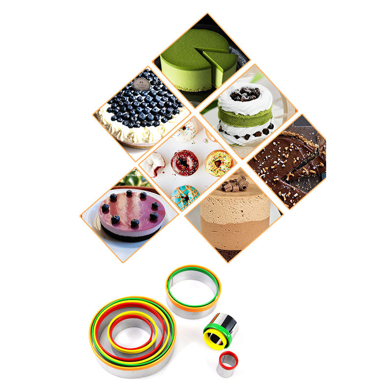 12Pcs Cake Ring Colorful Circle Cookie Cutter Stainless Steel Biscuit Mold (BPA Free, No FDA)