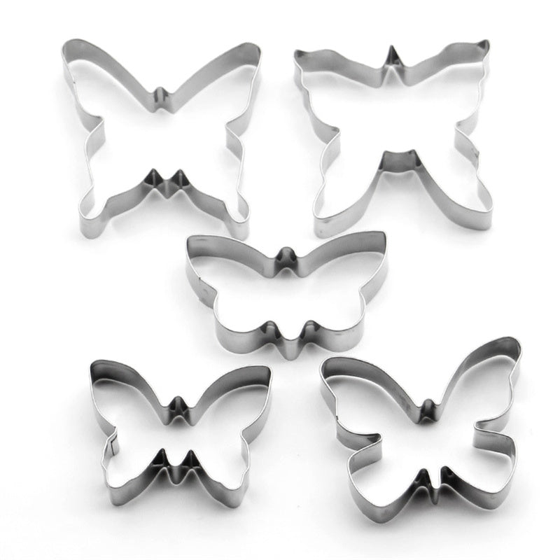 5Pcs Butterfly Shape Cookie Cutter Set 430 Stainless Steel Baking Mold (BPA Free, No FDA)
