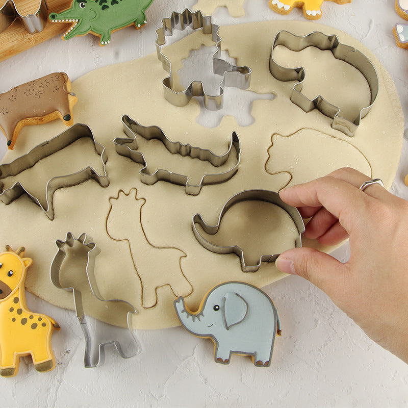12Pcs Cartoon Animal Cookie Cutter DIY Baking Stainless Steel Fondant Mold (BPA Free, No FDA)