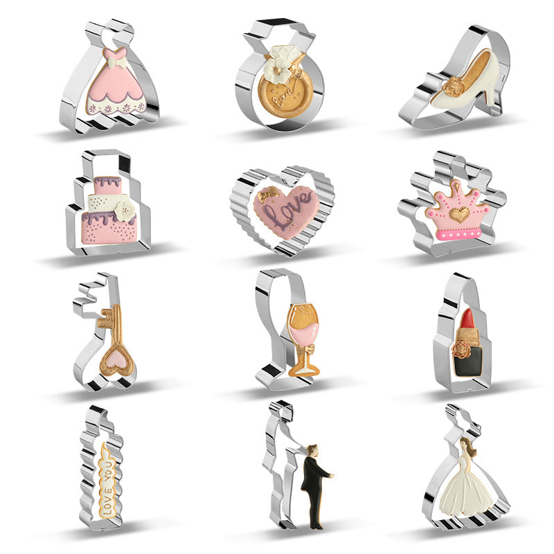 12Pcs / Set Cookie Cutters 430 Stainless Steel Biscuits Baking Mold (BPA-Free, No FDA)