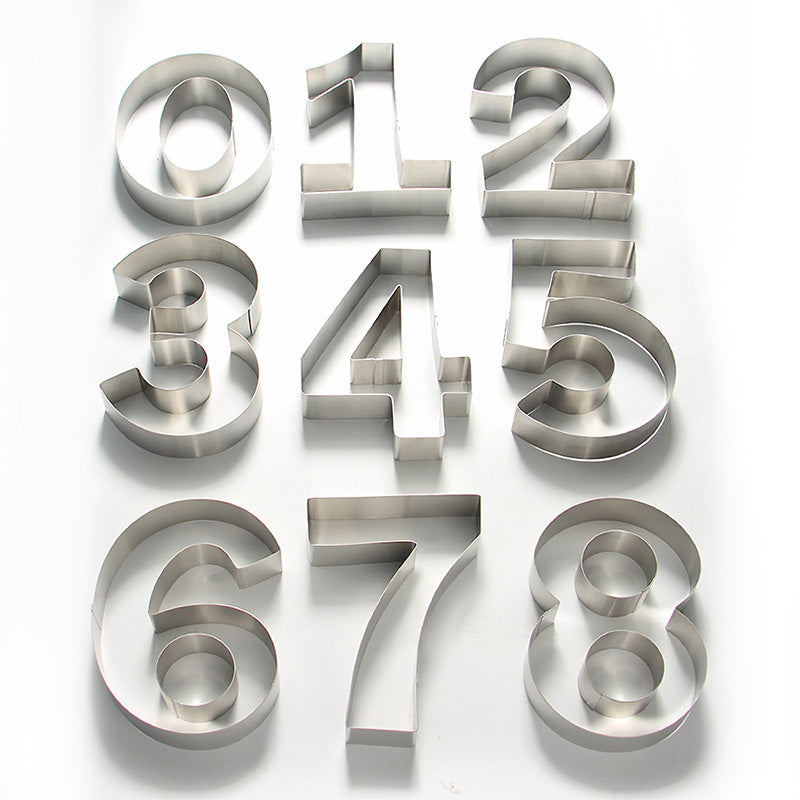 9Pcs / Set 8" Number 0-8 Cookie Biscuit Cutter Stainless Steel Baking Mold (BPA Free, No FDA)