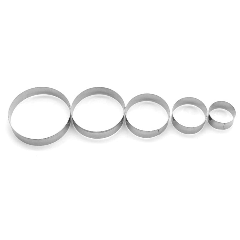 5PCS Baking Molds 430 Stainless Steel Tart Rings Set for Cake Mousse (BPA-Free, No FDA)