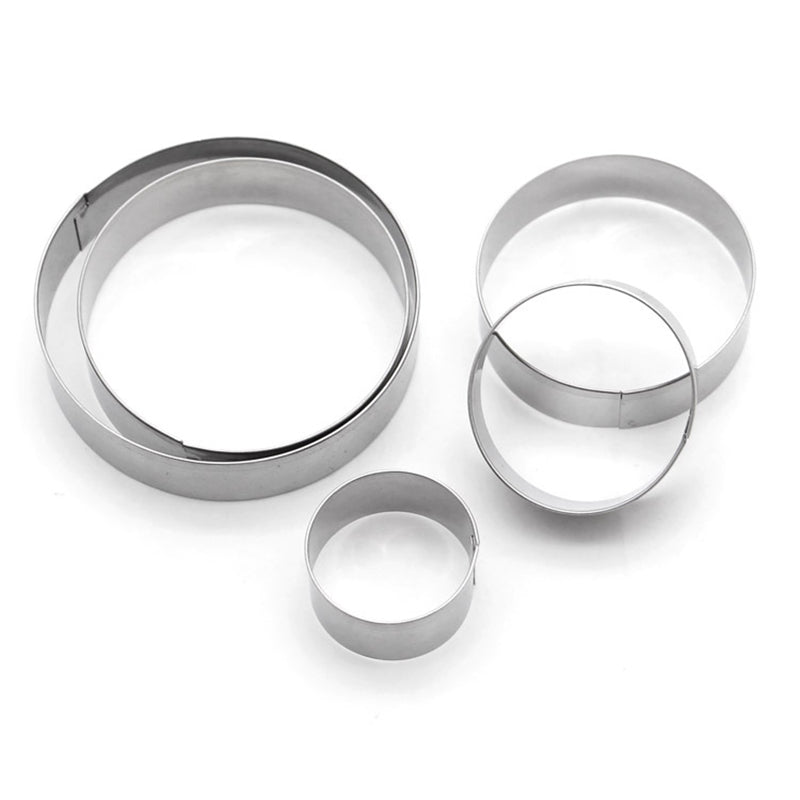 5PCS Baking Molds 430 Stainless Steel Tart Rings Set for Cake Mousse (BPA-Free, No FDA)