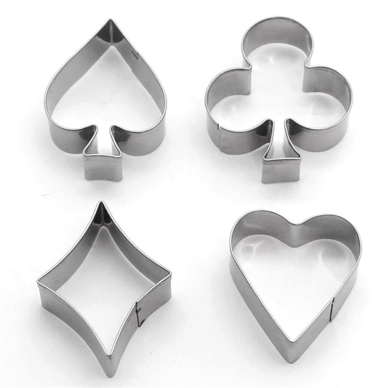 4Pcs Poker Cookie Cutter Set 430 Stainless Steel Kitchen Baking Mold (BPA Free, No FDA)