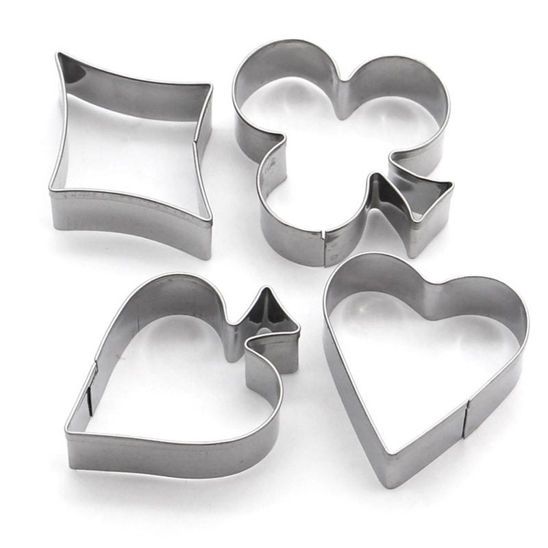 4Pcs Poker Cookie Cutter Set 430 Stainless Steel Kitchen Baking Mold (BPA Free, No FDA)