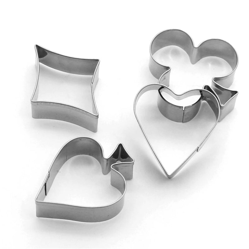 4Pcs Poker Cookie Cutter Set 430 Stainless Steel Kitchen Baking Mold (BPA Free, No FDA)