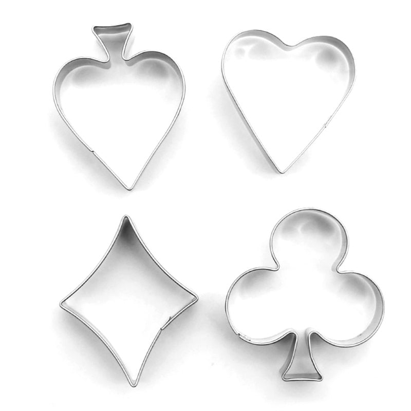 4Pcs Poker Cookie Cutter Set 430 Stainless Steel Kitchen Baking Mold (BPA Free, No FDA)