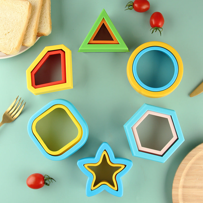 Geometric Shape Sandwich Cutter for Kids Biscuit Bread DIY Baking Mold (BPA Free, No FDA)