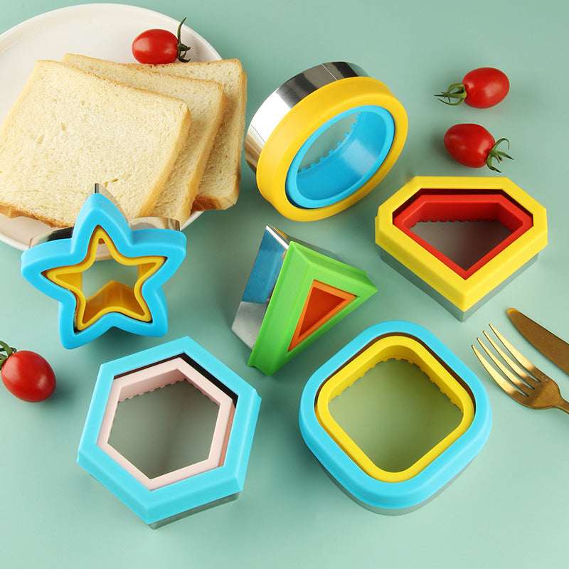 Geometric Shape Sandwich Cutter for Kids Biscuit Bread DIY Baking Mold (BPA Free, No FDA)