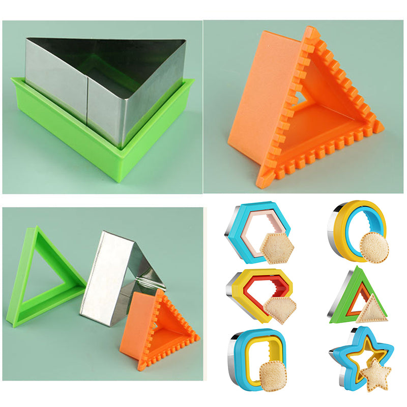 Geometric Shape Sandwich Cutter for Kids Biscuit Bread DIY Baking Mold (BPA Free, No FDA)
