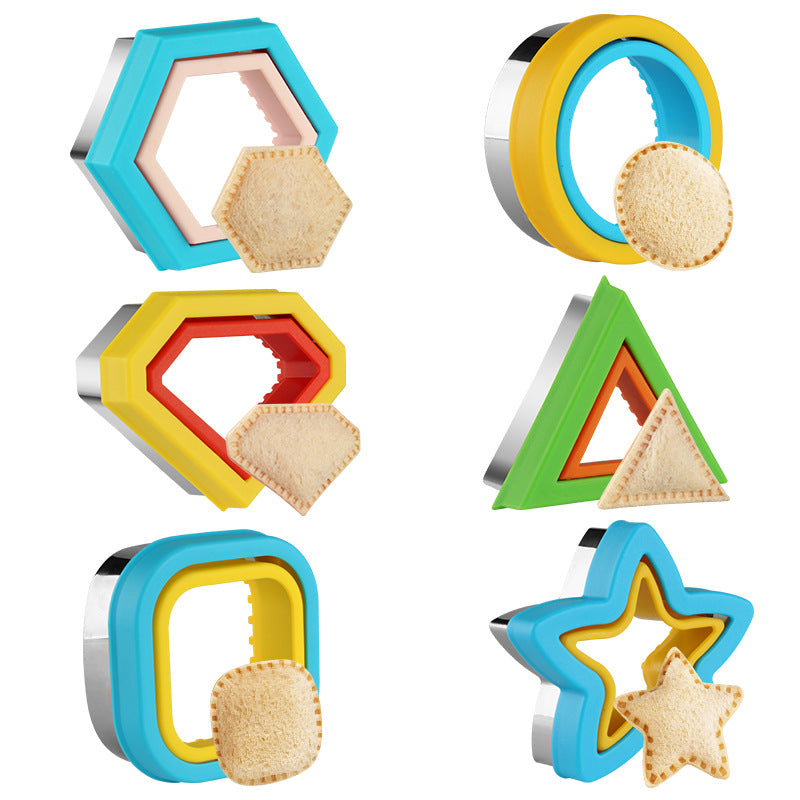 Geometric Shape Sandwich Cutter for Kids Biscuit Bread DIY Baking Mold (BPA Free, No FDA)
