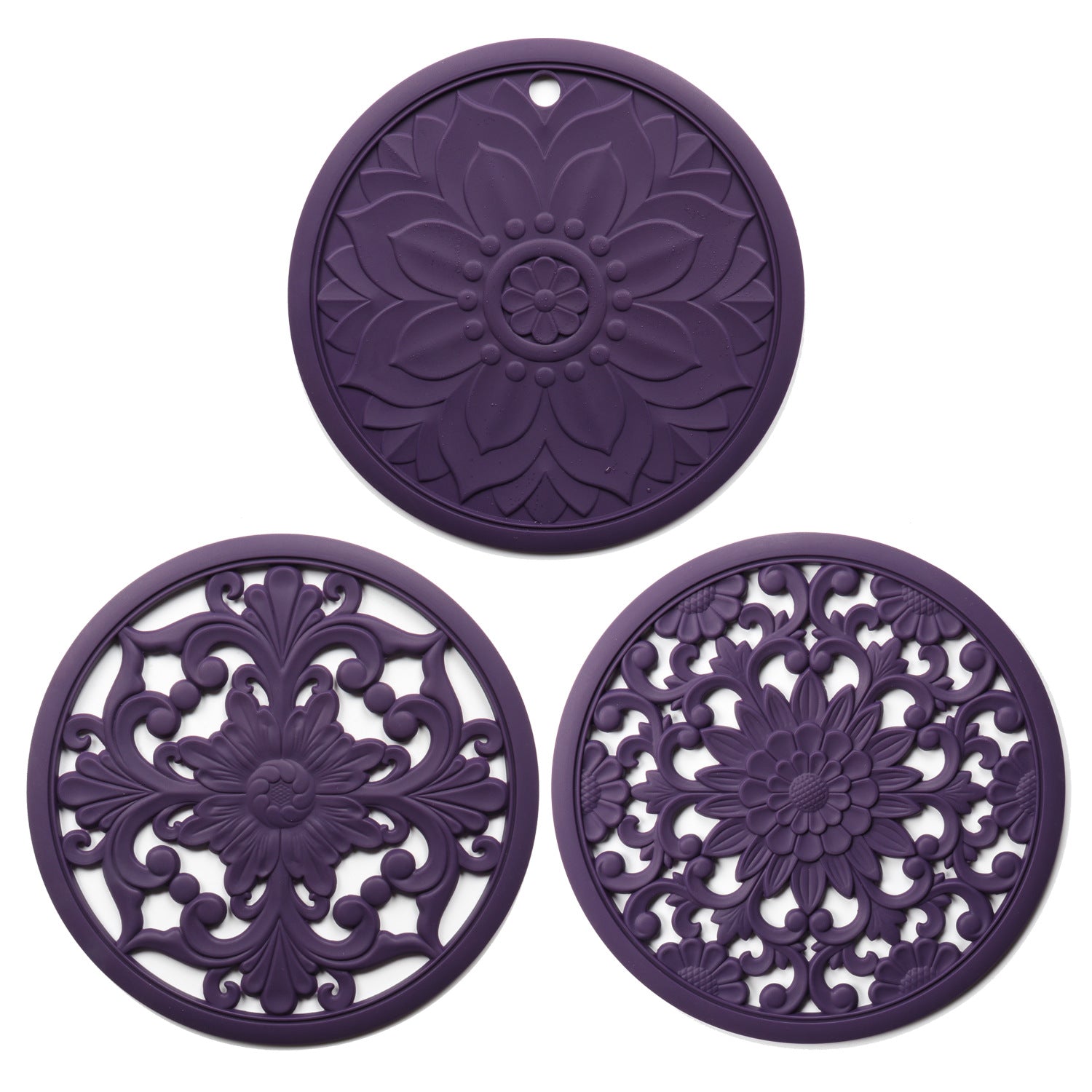 3Pcs 16*16cm Chinese Hollow Carving Cup Mat Heat Insulation Placemat Silicone Coaster
