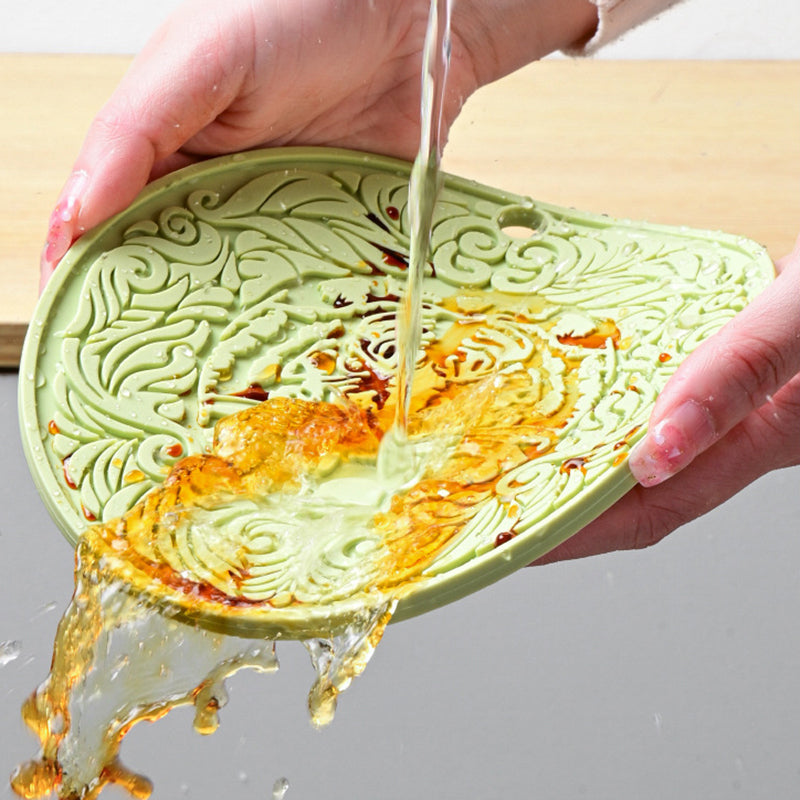 17*17cm Tiger Pattern Round Silicone Heat Resistant Mat Dining Table Placemat