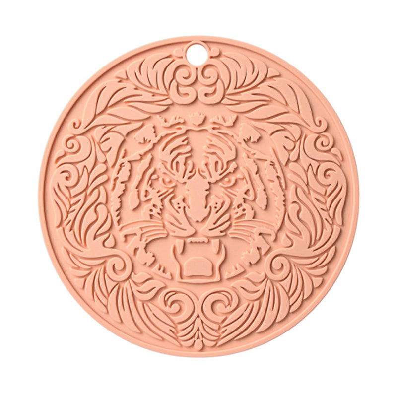 17*17cm Tiger Pattern Round Silicone Heat Resistant Mat Dining Table Placemat