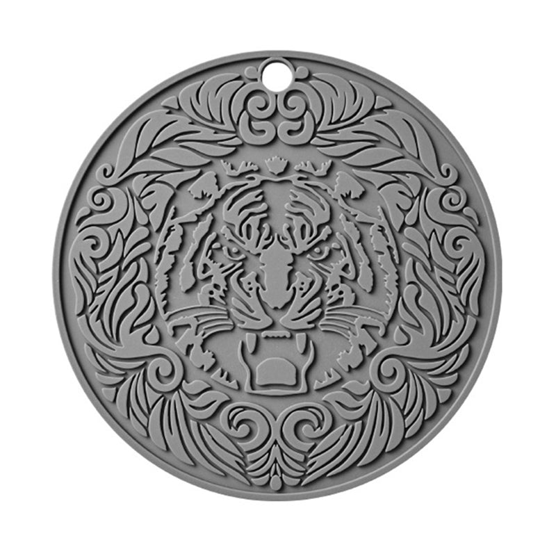17*17cm Tiger Pattern Round Silicone Heat Resistant Mat Dining Table Placemat